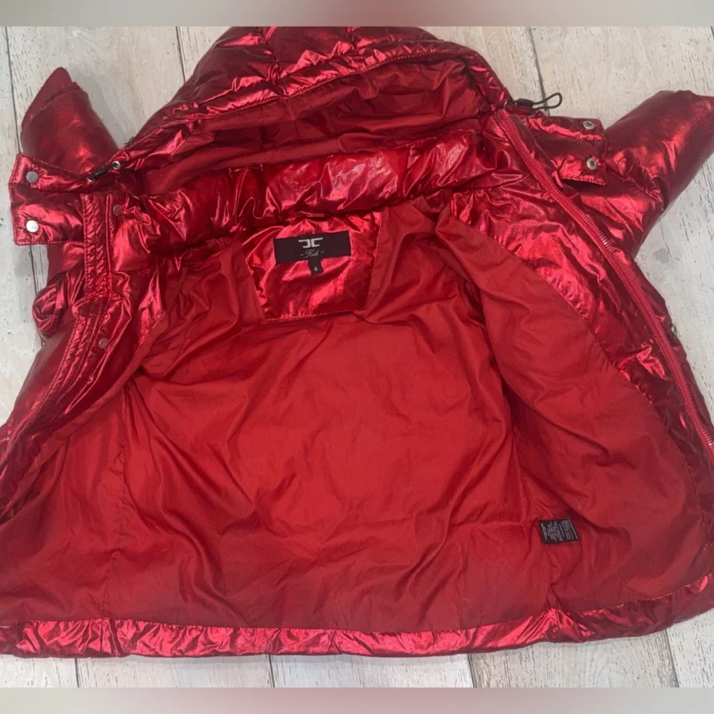 JORDAN CRAIG boy's youth metallic holographic hooded bubble jacket red 6 read - Picture 7 of 12